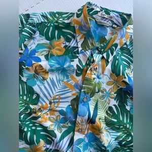 Men’s Hawaiian L Shirt Easy Care Caribbean Casual Hawaiian Floral Print‎ Button